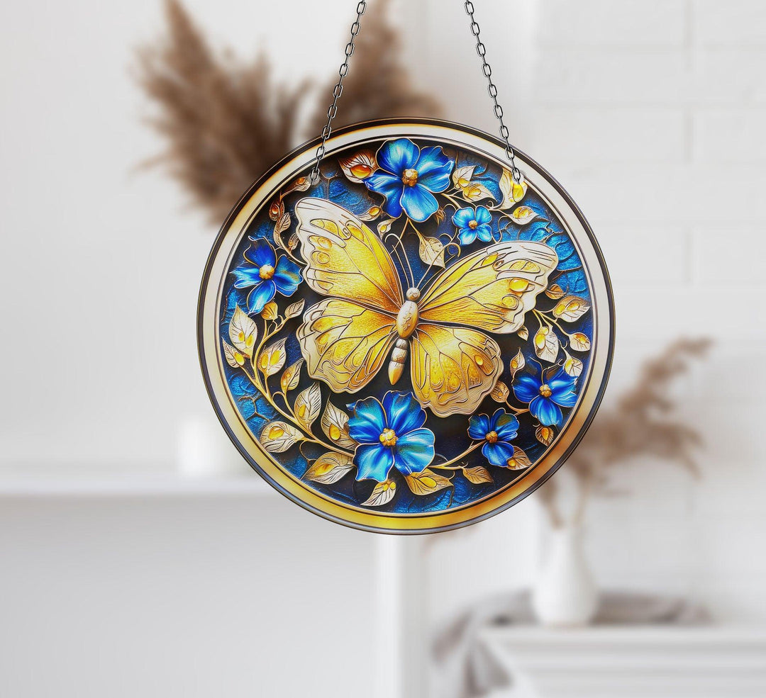 Golden Butterfly Suncatcher Decor Transform Windows with Suncatchers | Myphotostation
