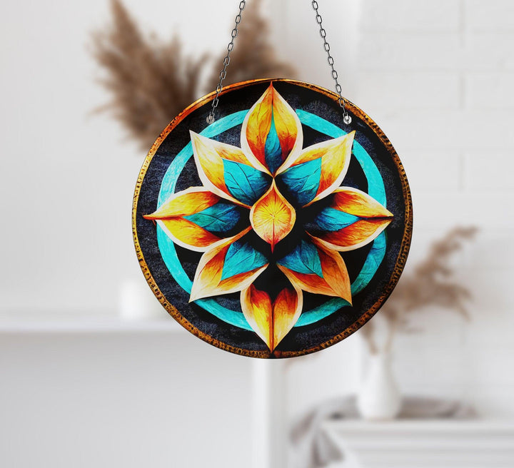 Turquoise Lotus Suncatcher Decor Moon Suncatchers | Myphotostation
