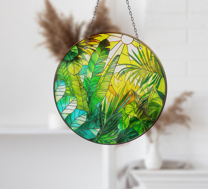 Stained Leaves Suncatcher Decor Tempered Glass | Myphotostation
