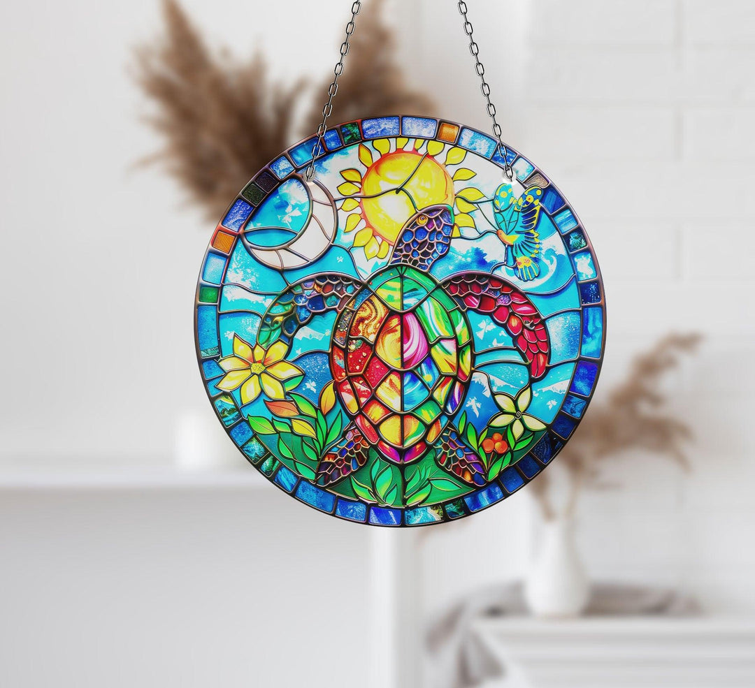 Seaturtle Mosaic Suncatcher Colorful Sun | Myphotostation
