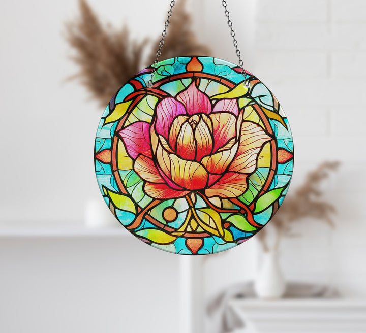 Colorful Rose Stained  Suncatcher Durable Tempered Glass | Myphotostation
