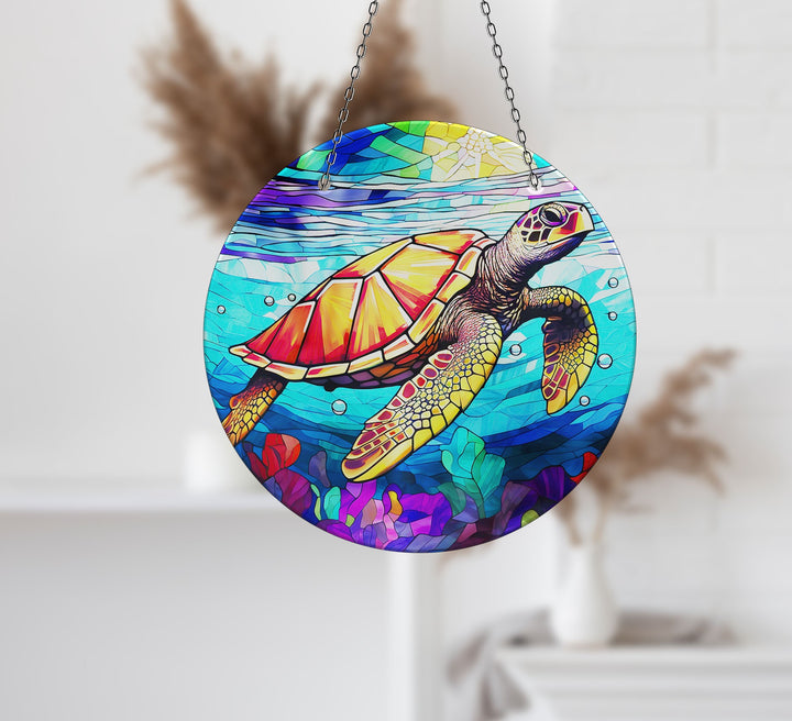 Tropical Seaturtle Suncatcher Unique Stained Glass Suncatchers | Myphotostation
