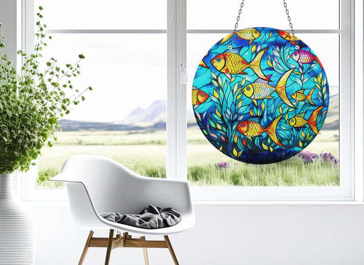 Yellow Fishes Suncatcher Decor Glass Suncatchers | Myphotostation
