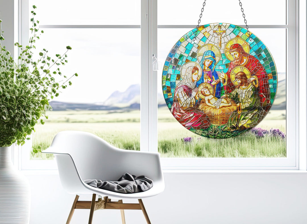 Christ Mosaic Suncatcher Decor Colorful Sun | Myphotostation
