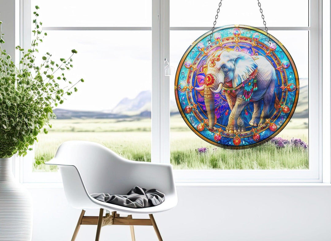 Indian Elephant Suncatcher Transform Windows with Suncatchers | Myphotostation
