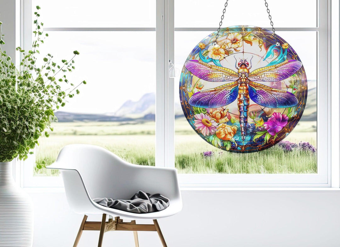 Colorful Dragonfly Suncatcher Decor Moon Suncatchers | Myphotostation
