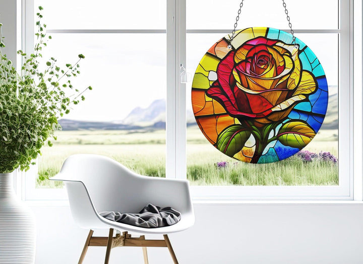 Colorful Stained Rose Suncatcher Moon Suncatchers | Myphotostation
