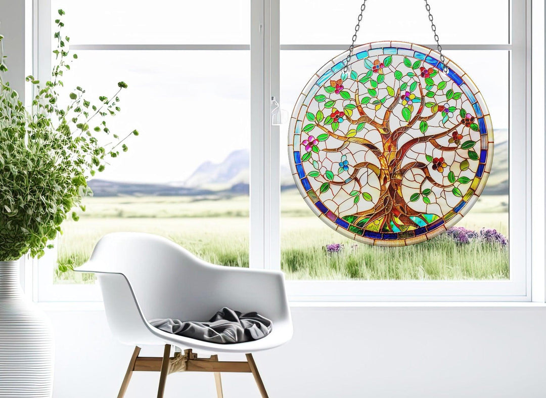 White Life of tree Suncatcher Decor Moon Suncatchers | Myphotostation
