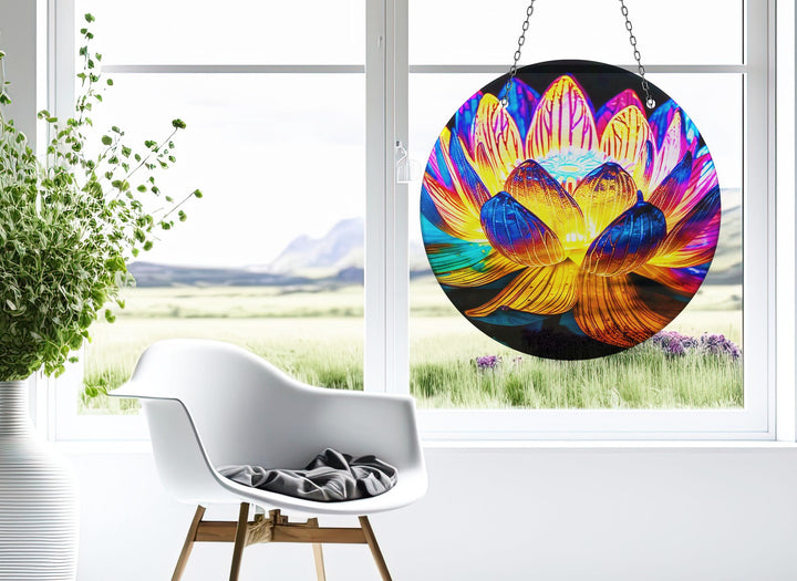 Orange Lotus Suncatcher Decor Brighten Any Space with Glass Suncatchers | Myphotostation
