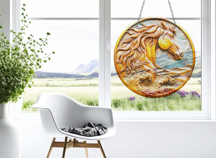 Golden Horse Suncatcher Moon Suncatchers | Myphotostation
