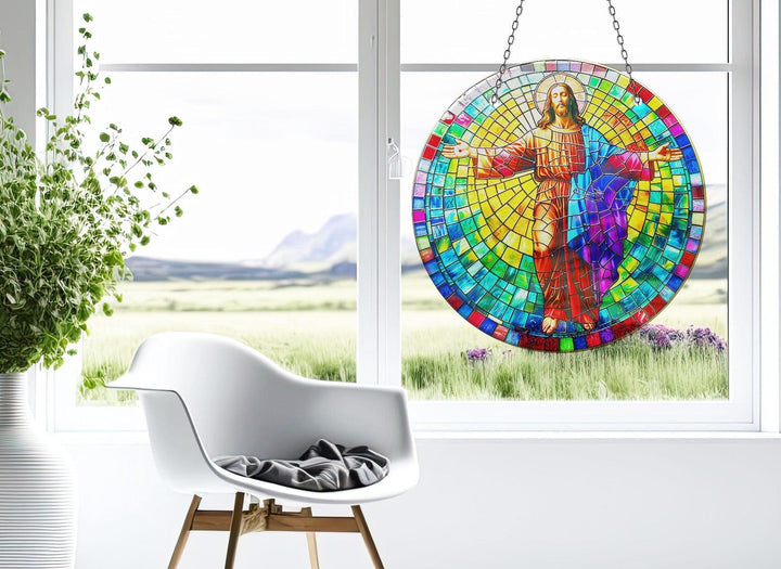 Neon Christ Suncatcher Decor Durable Tempered Glass | Myphotostation
