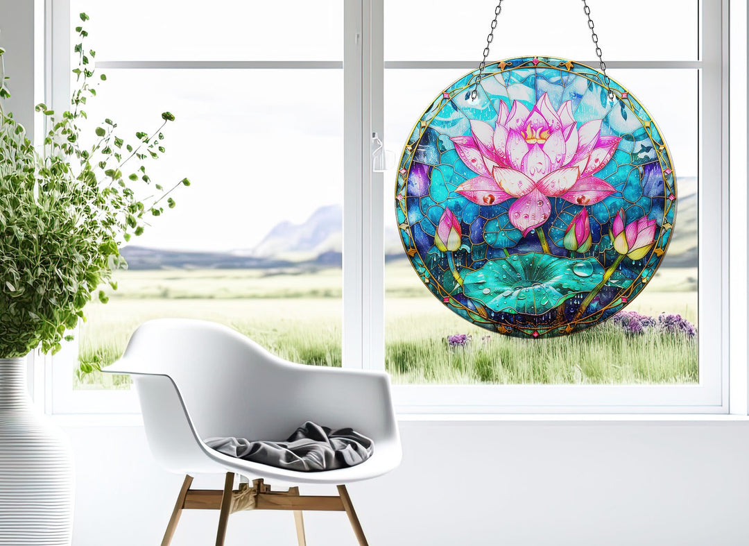 Pink Lotus Suncatcher Decor Transform Windows with Suncatchers | Myphotostation
