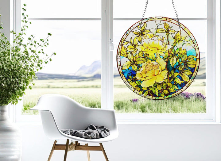 Yellow Botanical Suncatcher Decor            Brighten Windows | Myphotostation
