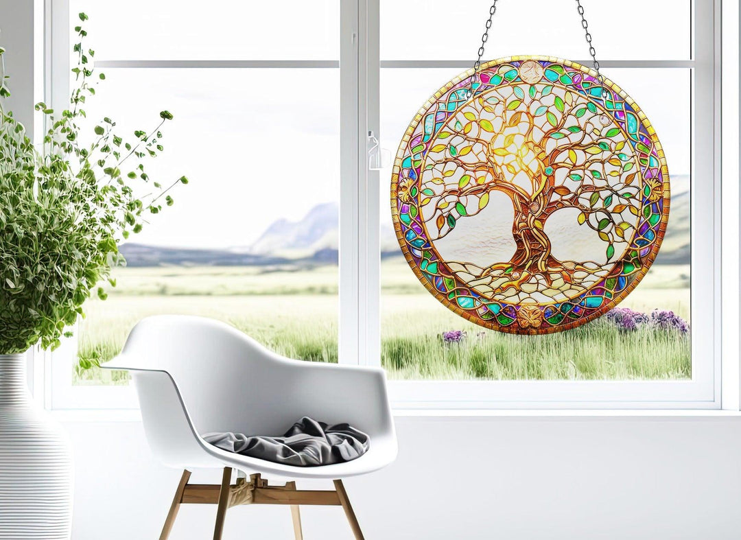 Life of tree Shiny Suncatcher Decor Add Color with Stained Glass Suncatchers for Home | Myphotostation
