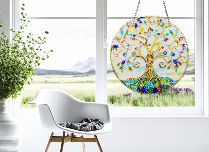 White Tree of Life Suncatcher Decor Durable Tempered Glass | Myphotostation
