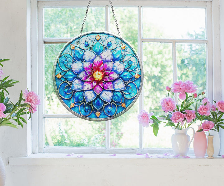 Blue & Pink Lotus Suncatcher Sun Catcher for Window | Myphotostation
