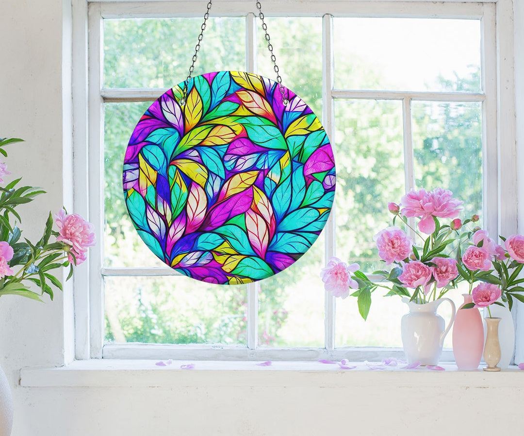 Stained Leaf Suncatcher Decor Perfect Gift | Myphotostation
