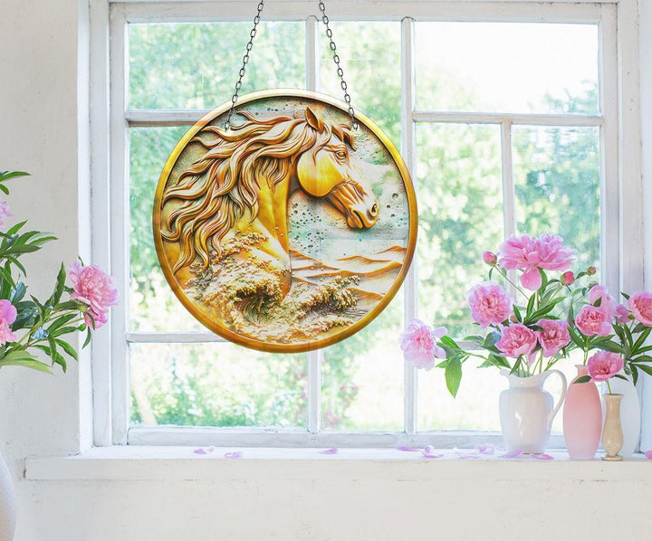 Golden Horse Suncatcher Colorful Sun | Myphotostation 
