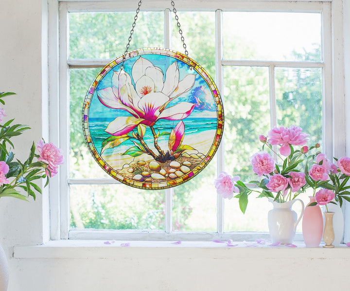 Lotus Art Suncatcher Decor Unique Stained Glass Suncatchers | Myphotostation
