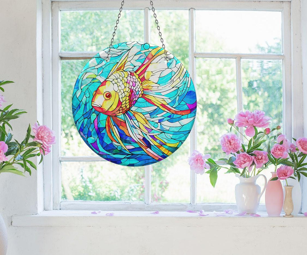 Goldfish Suncatcher Decor Unique Stained Glass Suncatchers | Myphotostation
