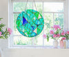 Green Stained Suncatcher Decor Tempered Glass Art