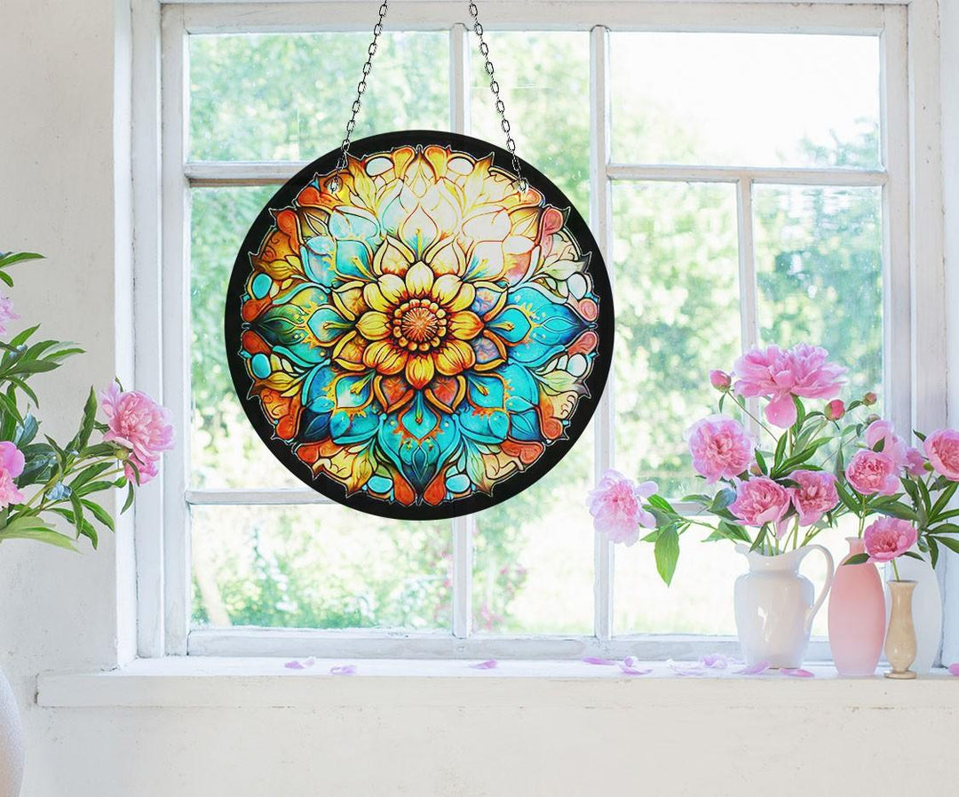 Orange Stained Flower Suncatcher Perfect Gift | Myphotostation
