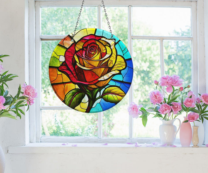 Colorful Stained Rose Suncatcher Colorful Sun | Myphotostation 
