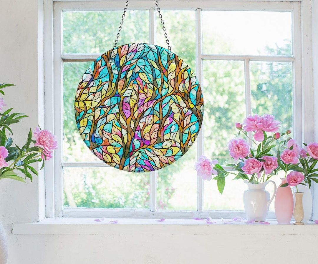 Leaves Colorful Stained  Suncatcher Stained Glass Suncatchers | Myphotostation
