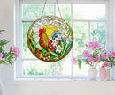 Colorful Rooster Stained  Suncatcher