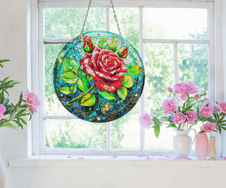 Red Flowers Suncatcher Transform Windows with Suncatchers | Myphotostation
