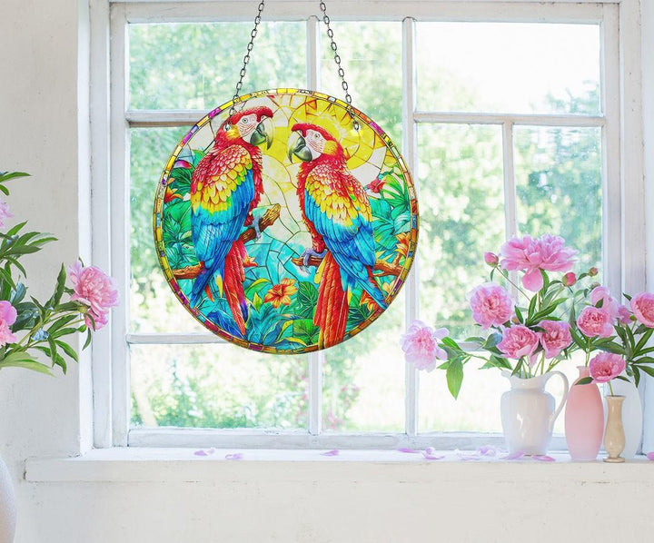 Parrots Suncatcher Decor Moon Suncatchers | Myphotostation
