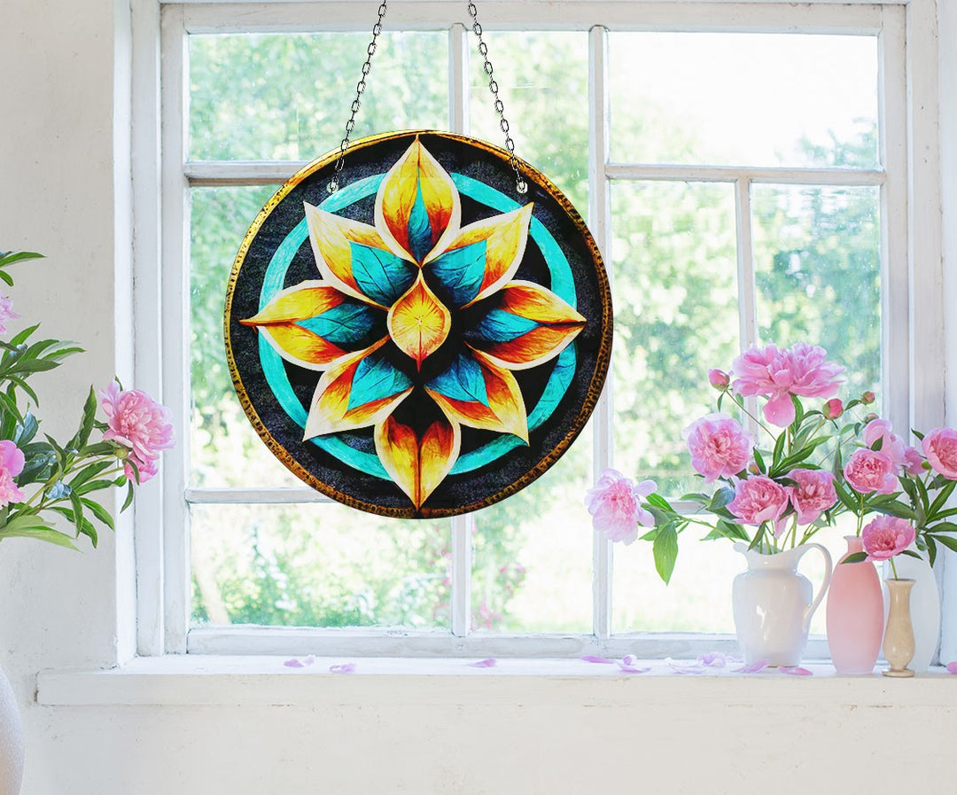 Turquoise Lotus Suncatcher Decor Sun Catcher for Window | Myphotostation
