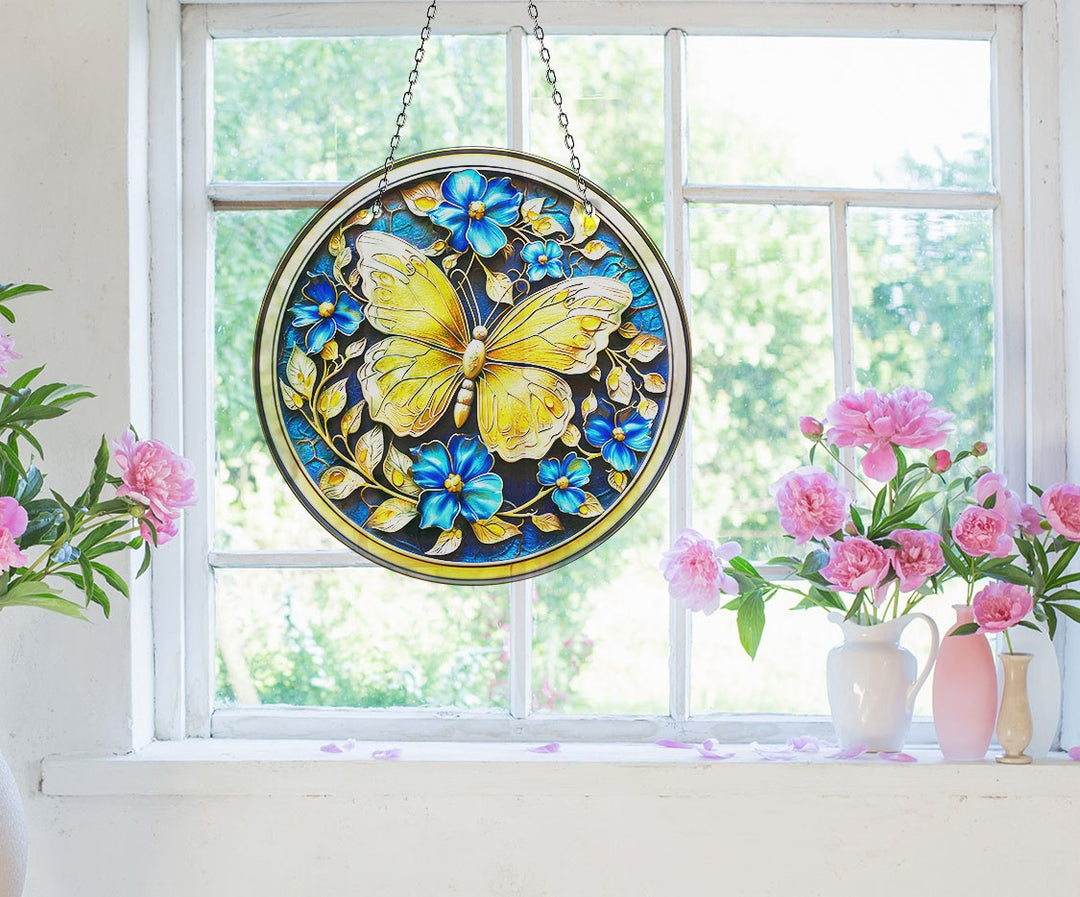 Golden Butterfly Suncatcher Decor Glass Suncatchers | Myphotostation
