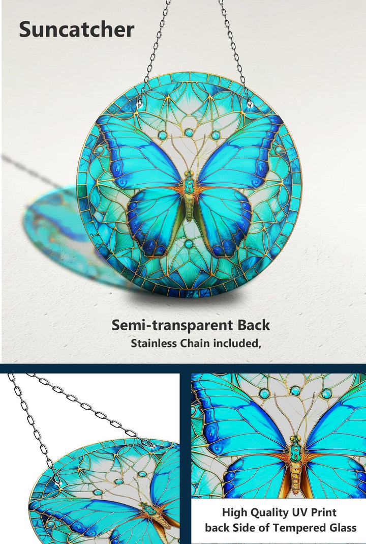 Shiny Blue Butterfly Suncatcher