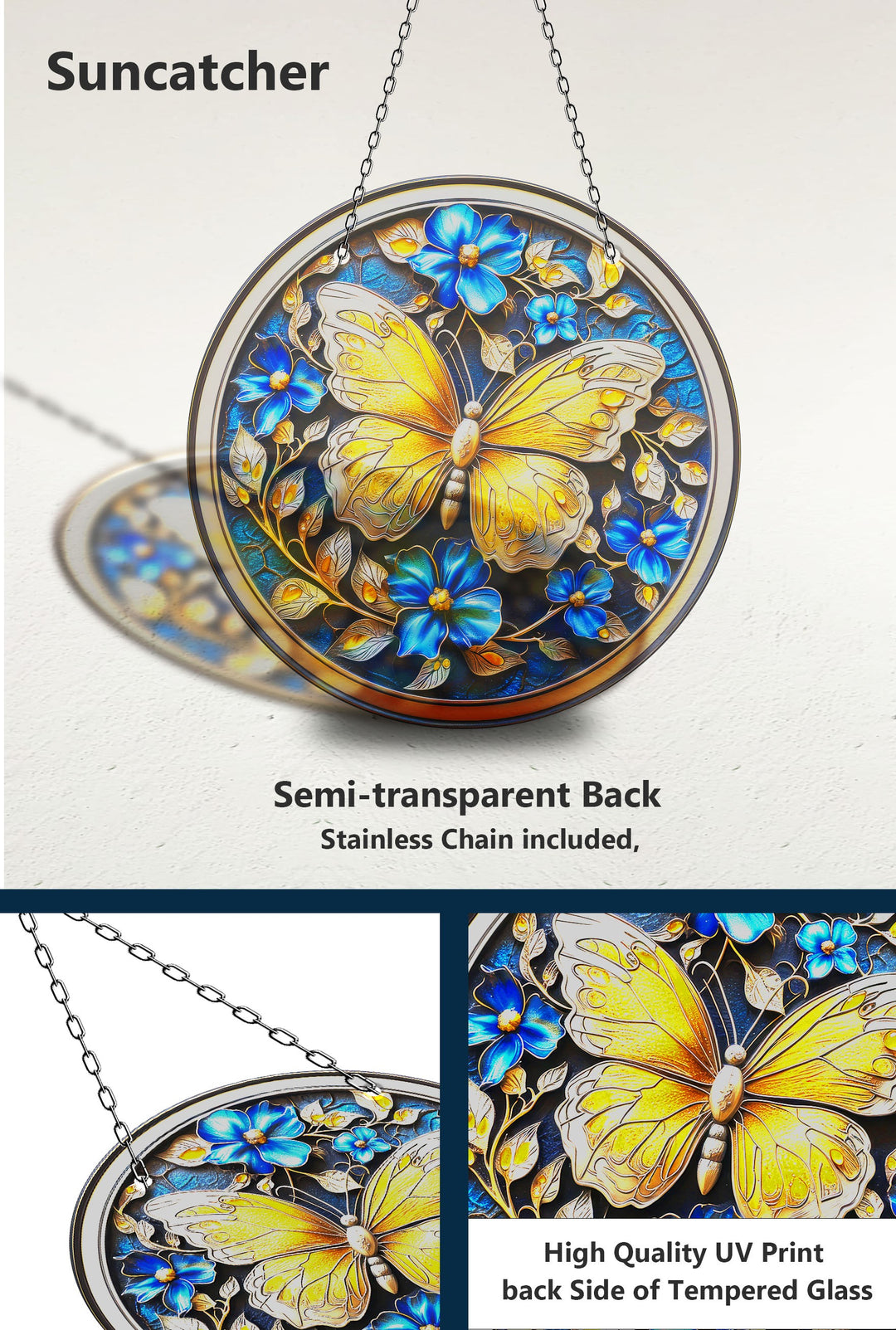 Golden Butterfly Suncatcher Decor