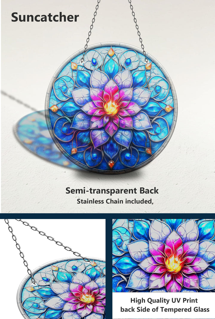 Blue & Pink Lotus Suncatcher