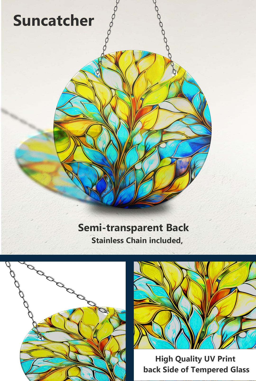 Blue Yellow Leaves Suncatcher