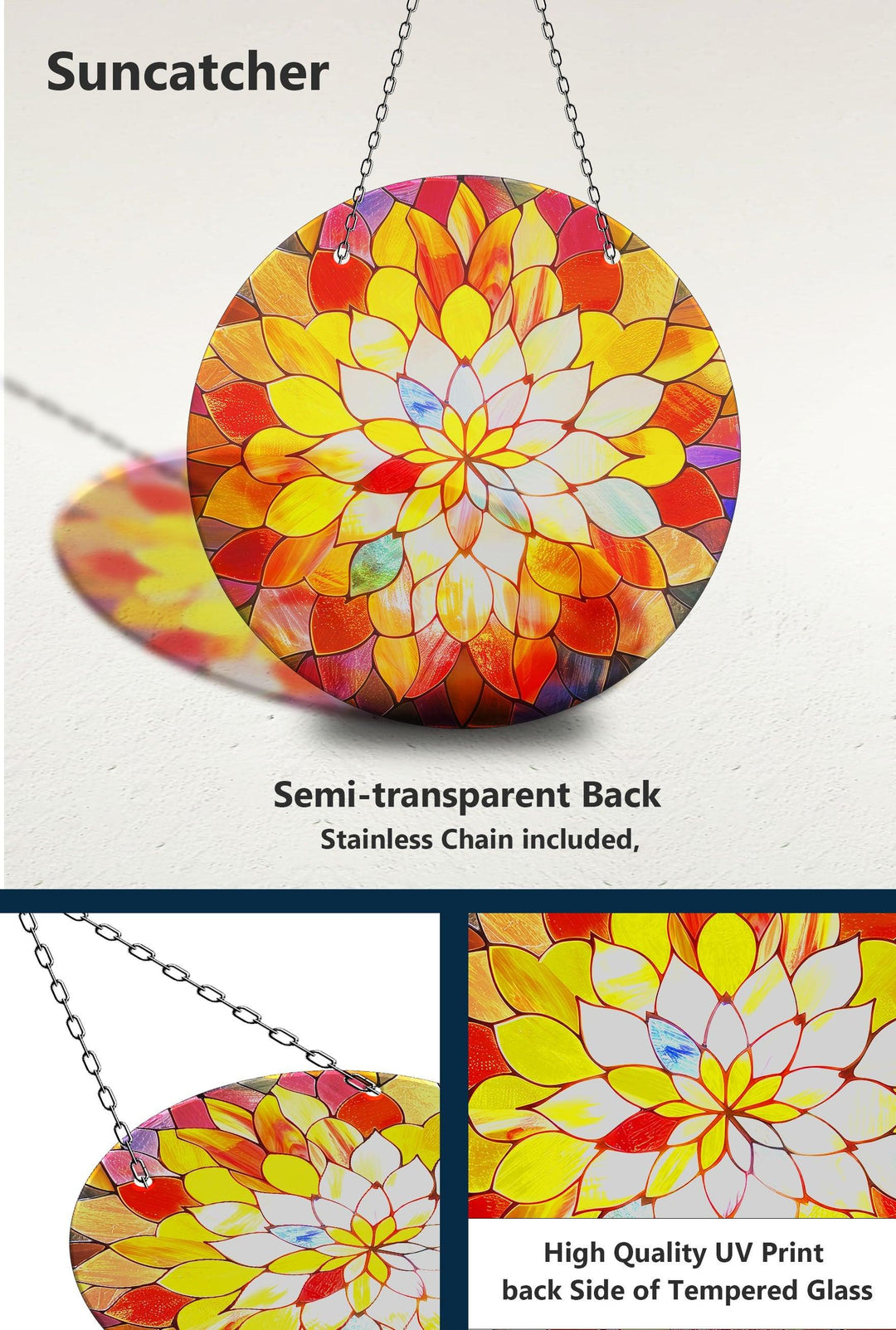 Red & Orange Lotus Suncatcher