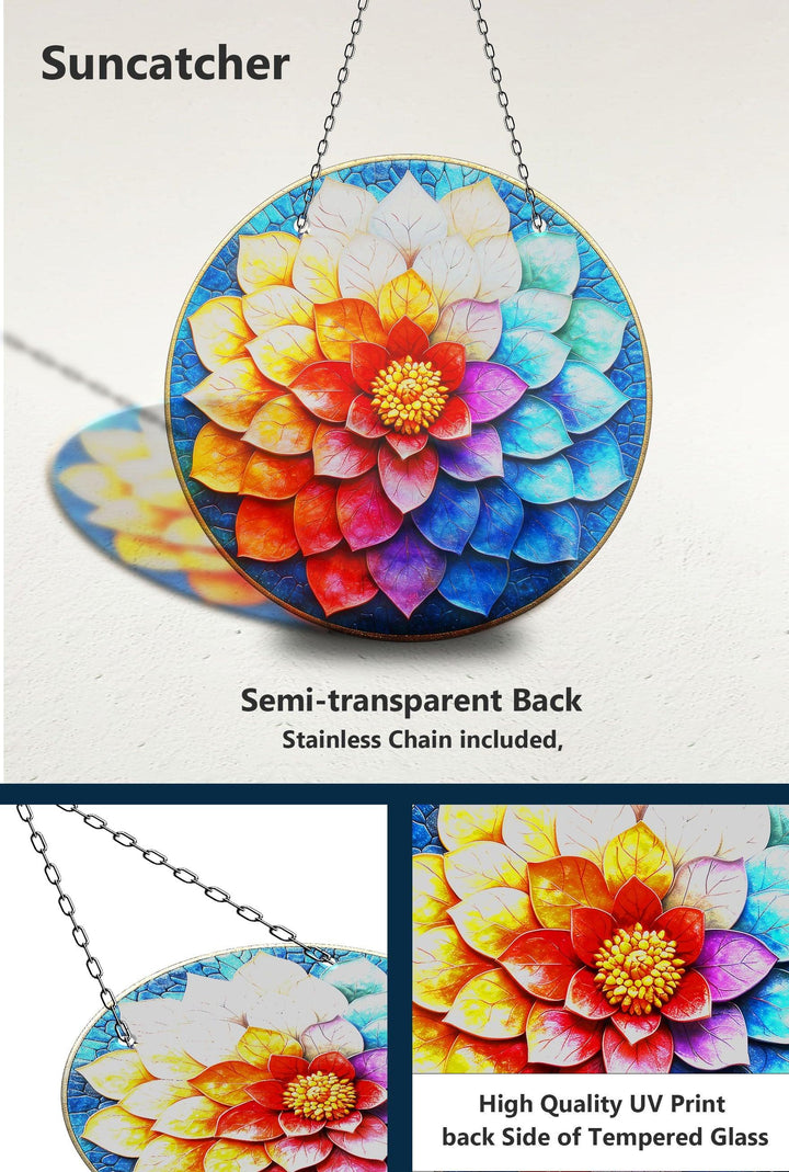 Blue Red Lotus Suncatcher Decor