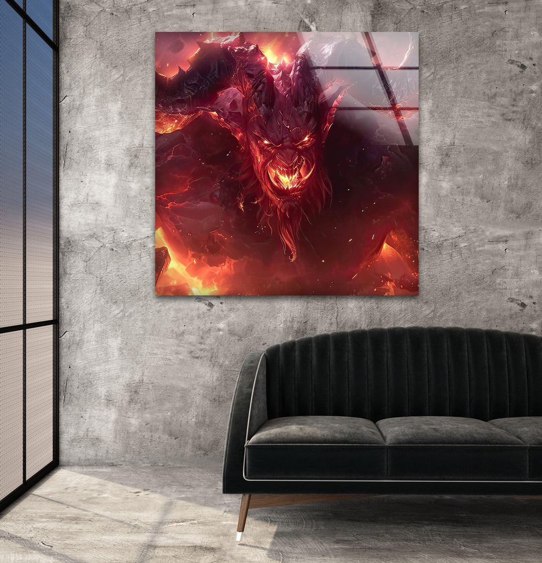 Demon Glass Wall Art photo print on glass, prints on glass wall art
