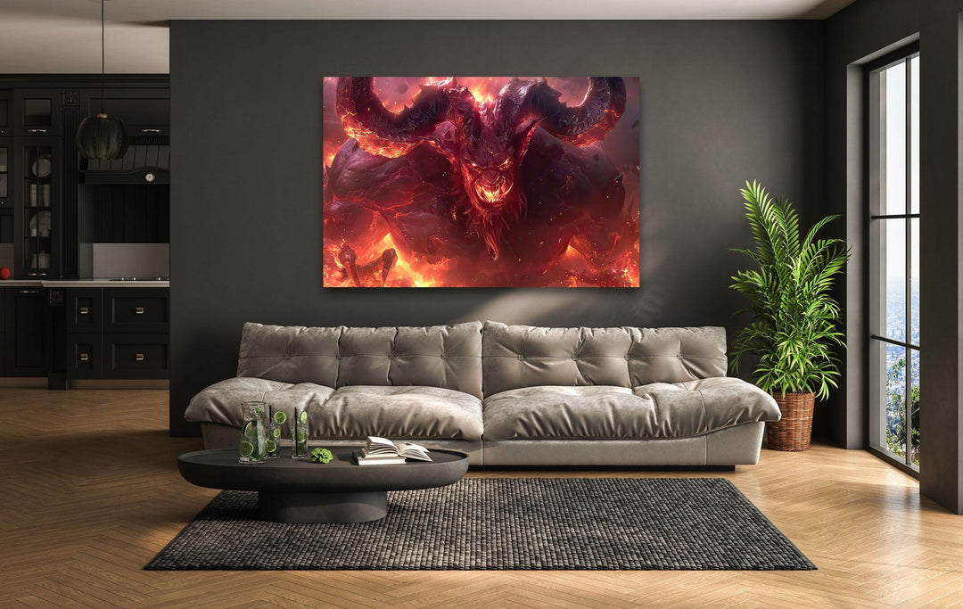 Demon Glass Wall Art glass art painting, glass art for the Wall
