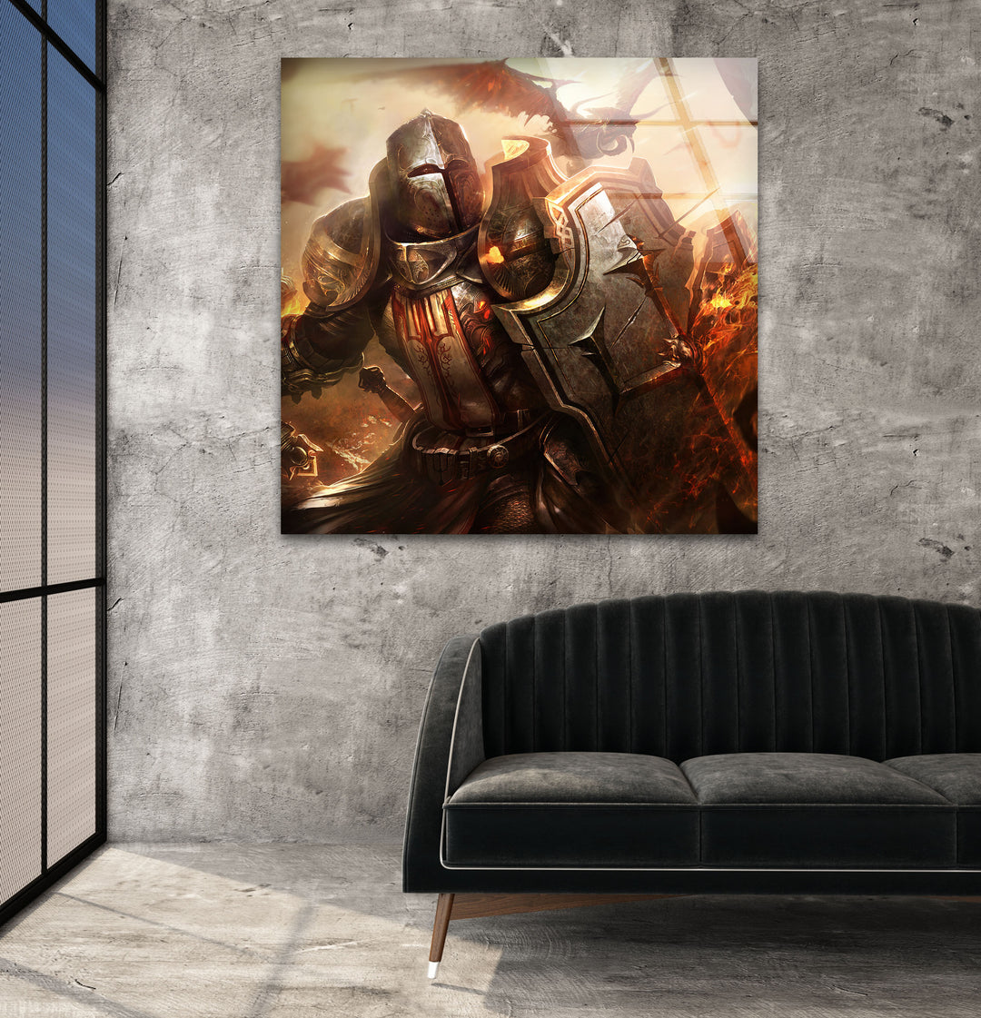 Diablo 3 Warrior Glass Wall Art glass art painting, glass art for the Wall
