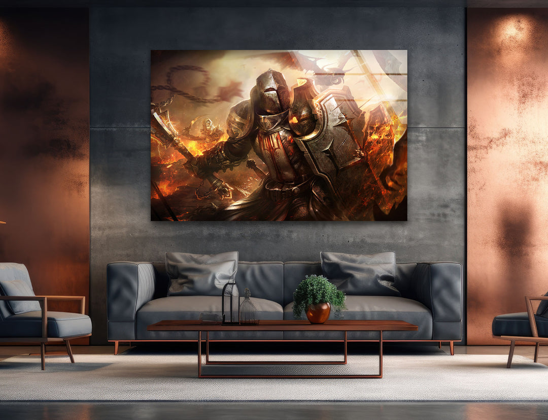 Diablo 3 Warrior Glass Wall Art Glass Printing Wall Art, Print photos on glass
