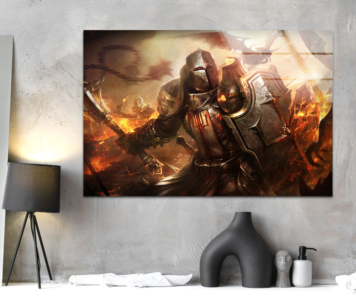 Diablo 3 Warrior Glass Wall Art glass pictures for Wall, glass prints wall art
