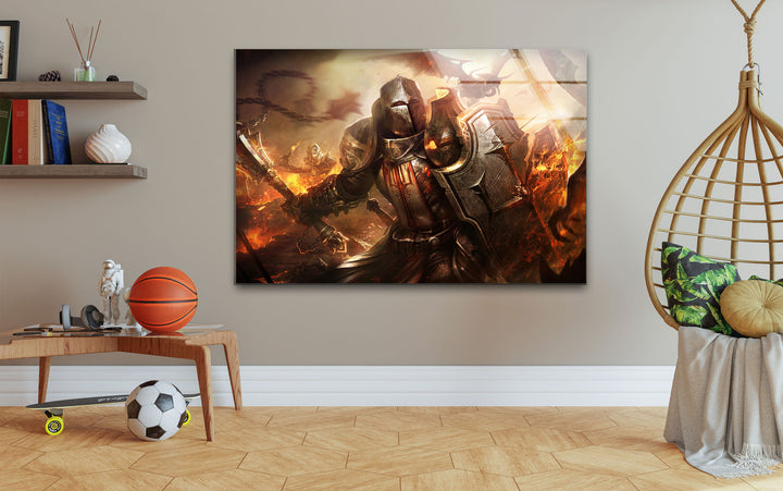 Diablo 3 Warrior Glass Wall Art glass photo prints, glass picture prints
