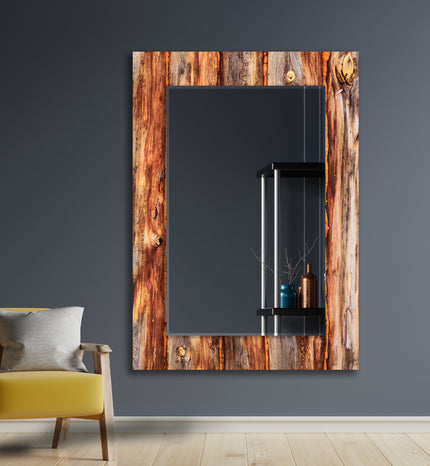 Wooden Tempered Glass Wall Mirror