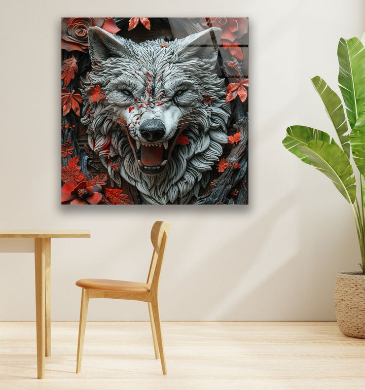 Rose & Wolf Glass Wall Art glass pictures for Wall, glass prints wall art
