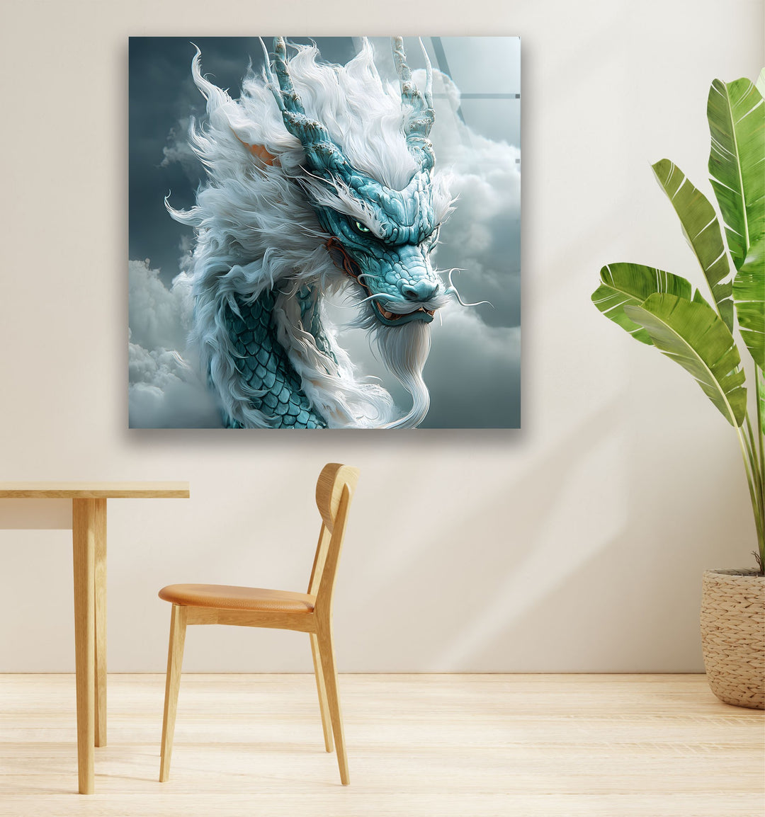 Incredible dragon art capturing the strength of a mythical guardian in a storm.
