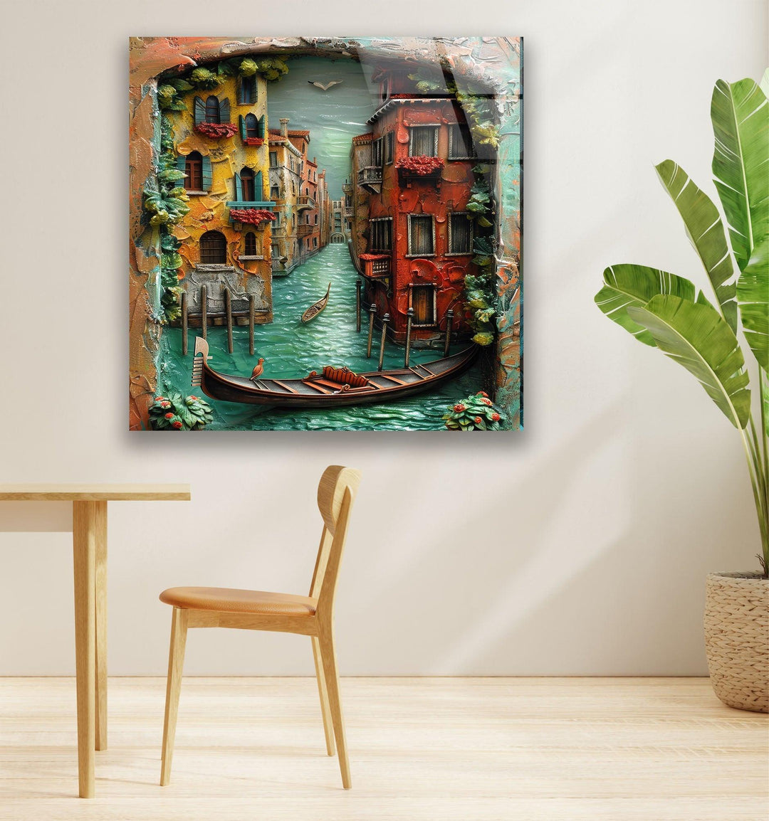 Vintage Venice Clay Art Glass Wall Art picture on glass wall art, photos printed on glass
