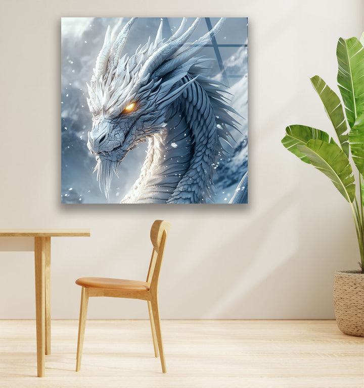 Snow-covered dragon illustration capturing the essence of magic and power.
